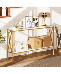 Gouun Narrow 2-Tier Console Table 47-Inch with Metal Frame