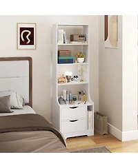 Rainsken Tall Nightstand with Bookshelf