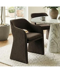 Maison Boucle Set of 2 Chenille Dining Chairs, 19-Inch Seat Height Armchairs
