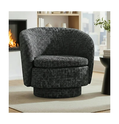 Maison Boucle 30.5 Modern Swivel Barrel Accent Chair, Upholstered Armchair, 1 Pc