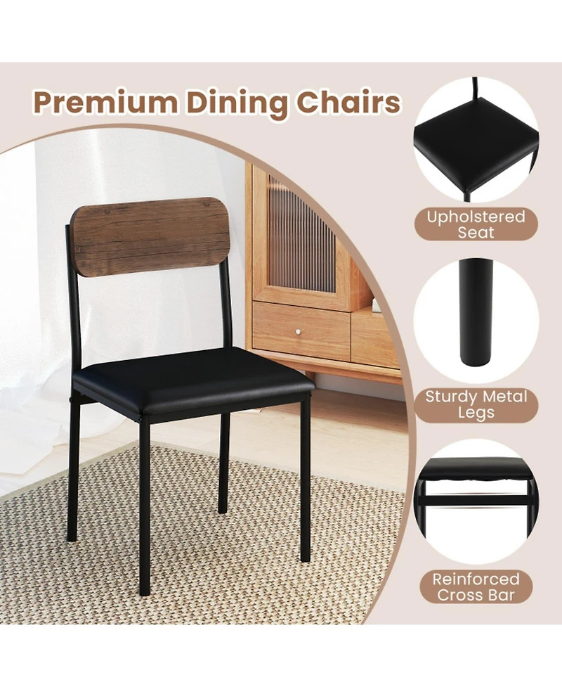 Gouun 5-Piece Round Drop Leaf Dining Table Set with 4 Upholstered Chairs