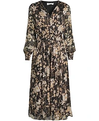 Lands' End Women's Lurex Shadow Stripe Midi Dress