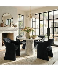 Maison Boucle Set of 2 Upholstered Fabric Dining Chairs, 19-Inch Dining Armchairs