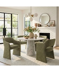 Maison Boucle Set of 2 Upholstered Fabric Dining Chairs, 19-Inch Dining Armchairs