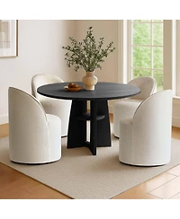 Maison Boucle Rolling Chenille Upholstered Dining Chair with Casters 1 Piece