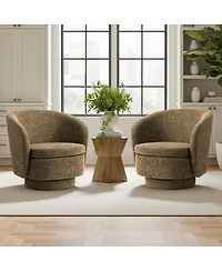 Maison Boucle 30.5 Swivel Tub Accent Chair, Woven Fabric Barrel Armchair, 1 Pc