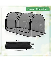 Sugift Tunnel Crop Cage Large Portable Plant Protection Tent with 2 Roll-up Zippered Doors