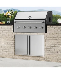 Sugift 36W x 24H in Double Stainless Steel Bbq Access Door with Recessed Handles