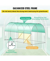 Sugift Walk-in Tunnel Greenhouse 15 x 7 x 7 ft Portable With Zippered Door and 8 Mesh Windows