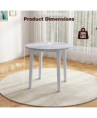 Gouun 35 in Round Marble-Textured Dining Table with Rubber Wood Legs