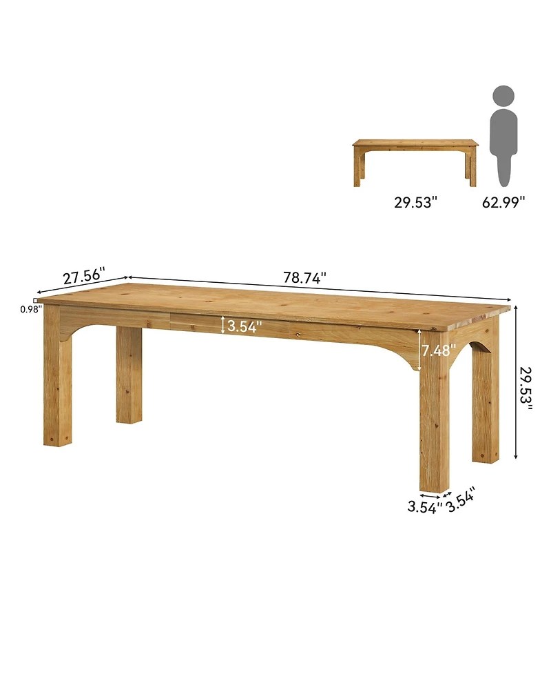 Tribesigns Solid Wood 2-Person Desk, 79-Inch Extra Long Desk, Double Computer Writing Table, Farmhouse Large Table Writing Workstation
