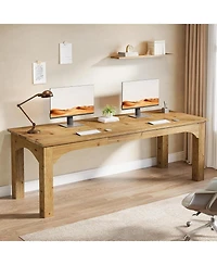 Tribesigns Solid Wood 2-Person Desk, 79-Inch Extra Long Desk, Double Computer Writing Table, Farmhouse Large Table Writing Workstation