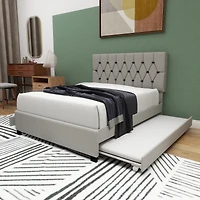 Streamdale Furniture Queen Upholstered Bed w/ Trundle Storage, No Box Spring
