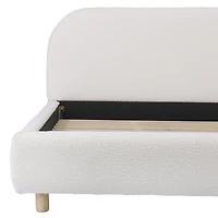 Streamdale Furniture Boucle Queen Upholstered Bed, Curved Headboard