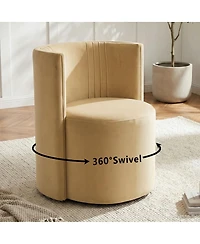 Maison Boucle Velvet Swivel Barrel Accent Chair 360degree(s) Rotating Tub Chair, 1 Piece