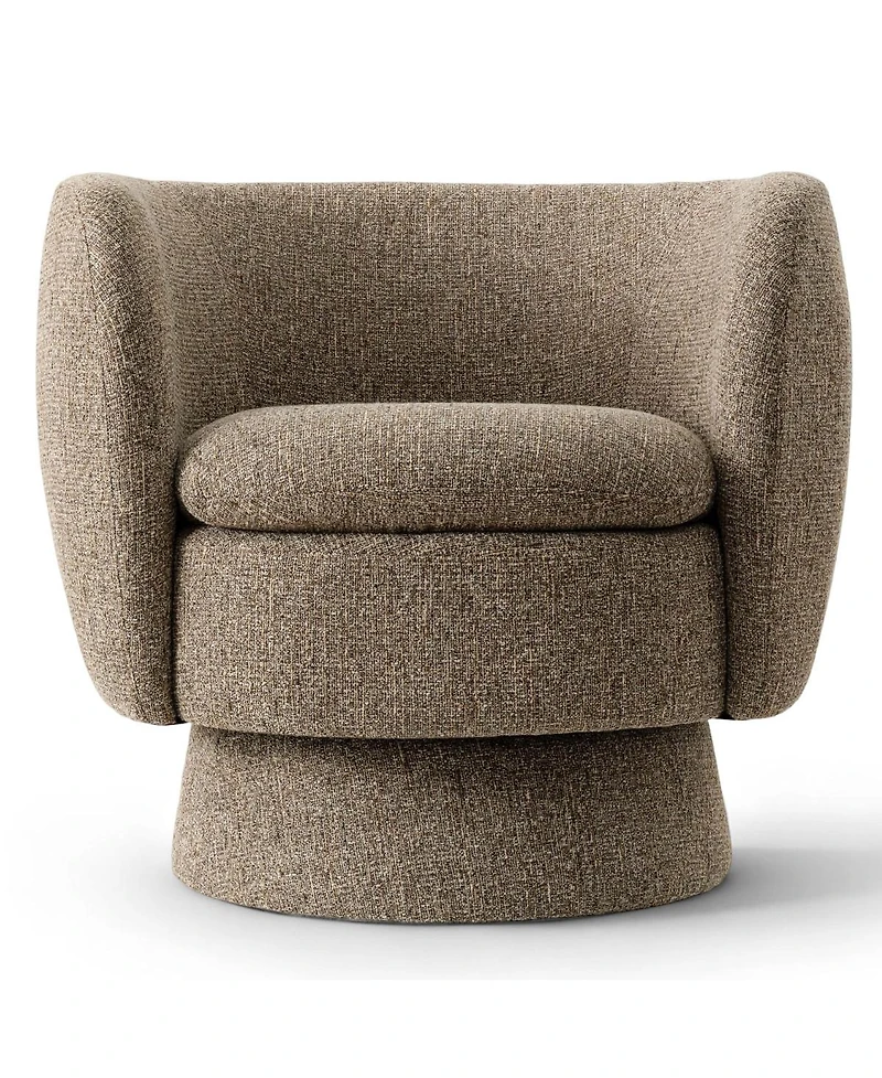 Maison Boucle 31 Tweed Swivel Barrel Accent Chair, Upholstered Armchair, 1 Pc