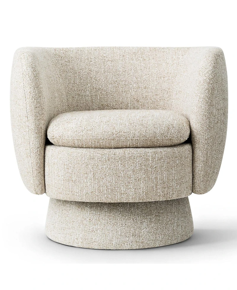 Maison Boucle 31 Tweed Swivel Barrel Accent Chair, Upholstered Armchair, 1 Pc