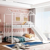 Streamdale Furniture Metal Twin House Bunk Bed with Slide