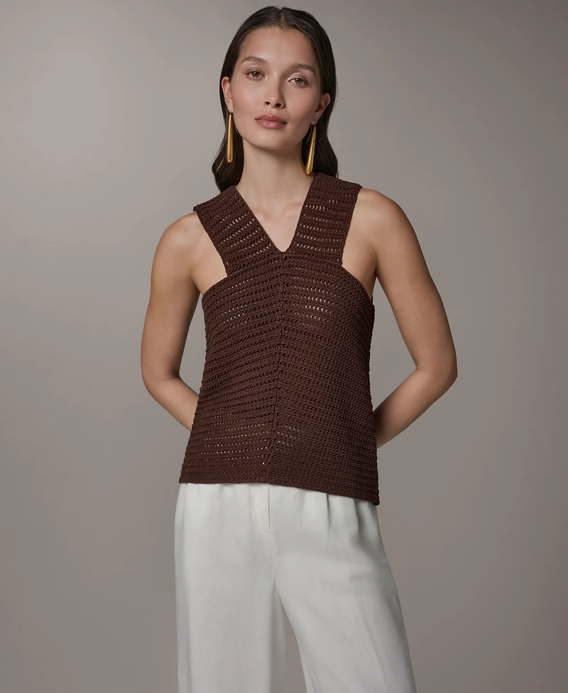 Donna Karan New York Women's Sleeveless V-Neck Sweater