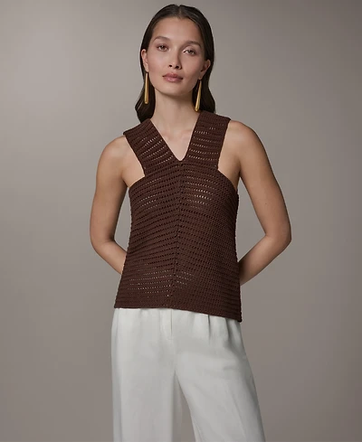Donna Karan New York Women's Sleeveless V-Neck Sweater