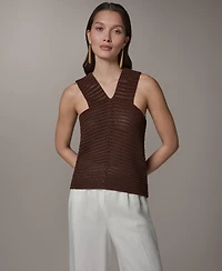 Donna Karan New York Women's Sleeveless V-Neck Sweater