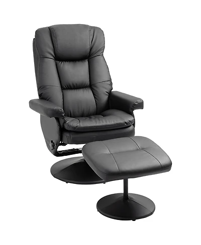 Boyel Living Swivel Pu Leather Recliner and Ottoman with Adjustable Backrest
