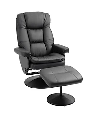Boyel Living Swivel Pu Leather Recliner and Ottoman with Adjustable Backrest