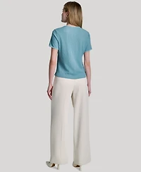 Dkny Women's Short-Sleeve Knitted Top