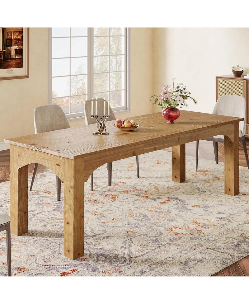 Tribesigns 78.7-Inch Large Dining Table for 6-8 People, Solid Wood Farmhouse Kitchen Table, Narrow Long Rectangular Dinner Tables