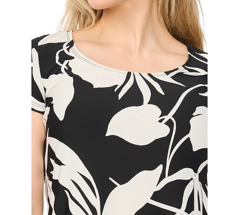 Msk Petite Printed Round Neck Shift Dress