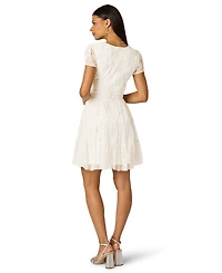 Adrianna Papell Women's V-Neck Beaded Mesh Minidress