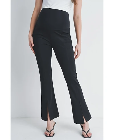 Hello Miz Maternity Over-the-Belly Flare Leg Pants with Front Slit