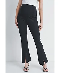 Hello Miz Maternity Over-the-Belly Flare Leg Pants with Front Slit