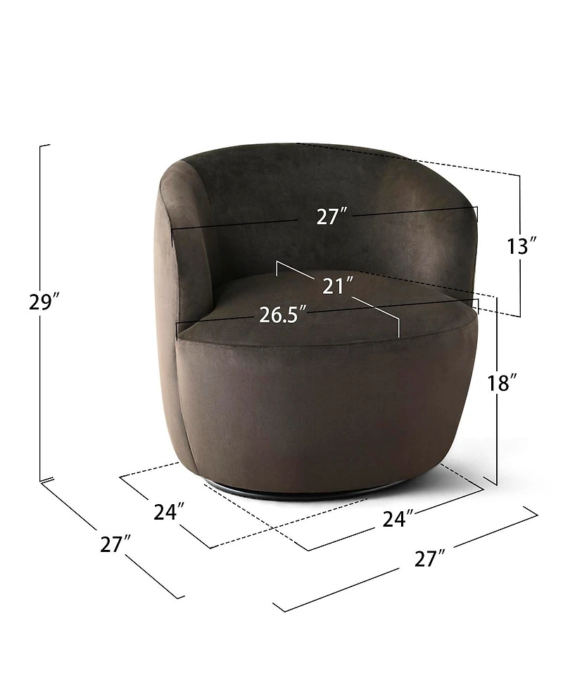 Maison Boucle Velvet Swivel Barrel Accent Chair 27 Inch Wide Upholstered 1 Piece