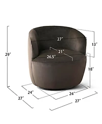 Maison Boucle Velvet Swivel Barrel Accent Chair 27 Inch Wide Upholstered 1 Piece