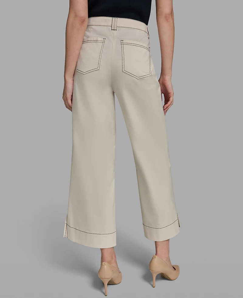 Karl Lagerfeld Paris Petite Mid-Rise Wide-Leg Pants