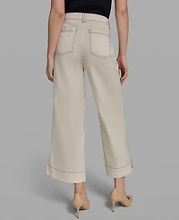 Karl Lagerfeld Paris Petite Mid-Rise Wide-Leg Pants