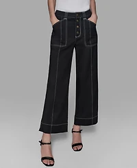 Karl Lagerfeld Paris Petite Mid-Rise Wide-Leg Pants