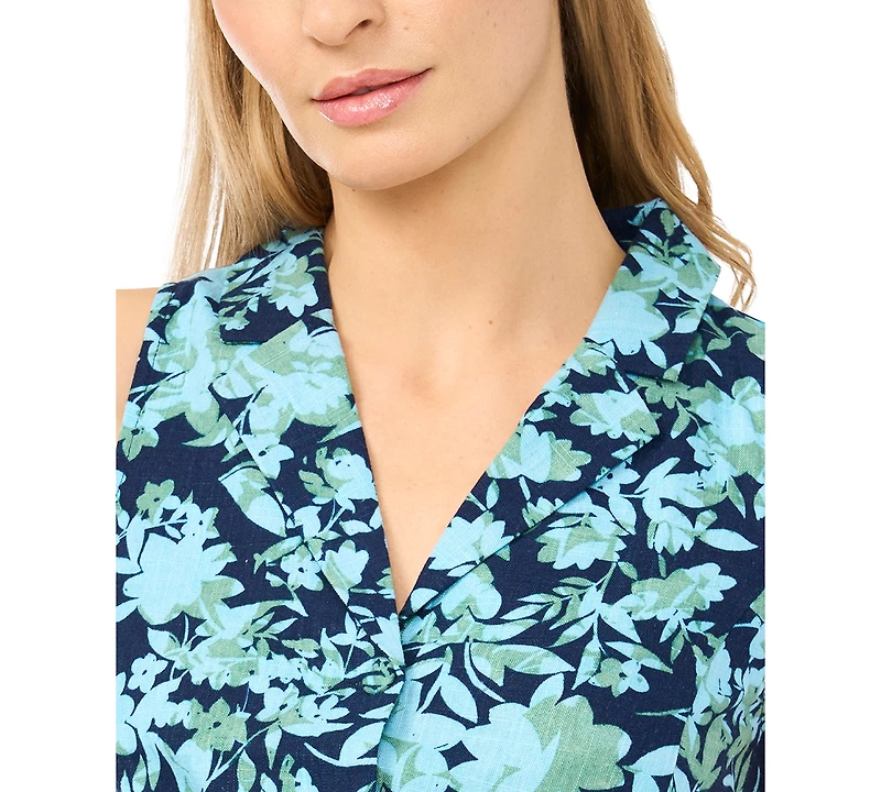 CeCe Women's Sleeveless Tie-Front Collared Vest Top