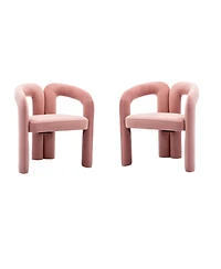 Rainsken Velvet Accent Chair Set of 2, Barrel Chairs with Curved Backrest and Elephant Feet for Living Room Decor