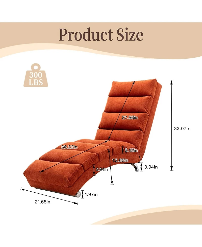 Rainsken Luxury Upholstered Chaise Lounge Chair with Gentle Vibration Function, Linen Leisure Recliner for Living Room