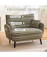 Rainsken 47.6 inches Boucle Accent Chair and Modern Loveseat Sofa, Deep-Seat Chaise with Pillows and Storage Pockets for Living Room and Home Office