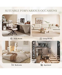 Rainsken Modern Boucle Accent Chair, Loveseat Sofa and Deep Seat Chaise with Pillows and Storage Pockets for Living Room and Home Office