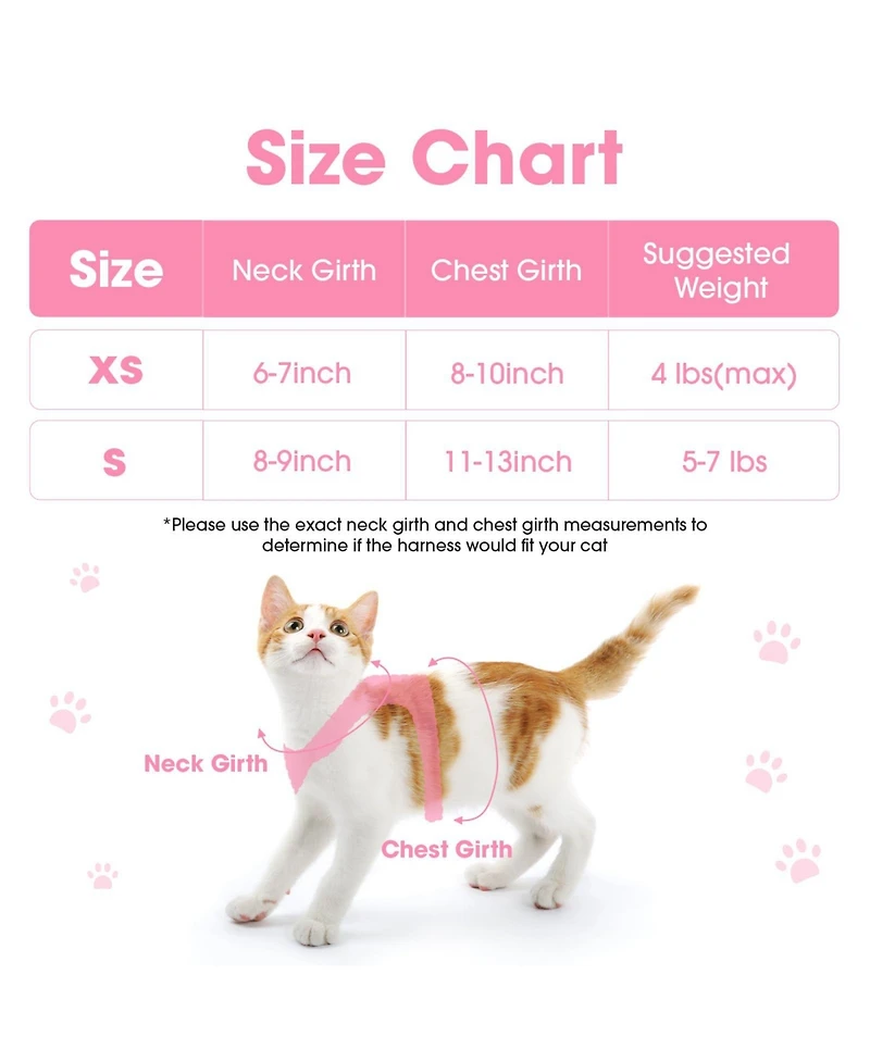 Aronkl Escape Proof Cat Harness Leash Set Soft Adjustable Breathable Mesh Reflective Strips for Kitten Puppy Bunny