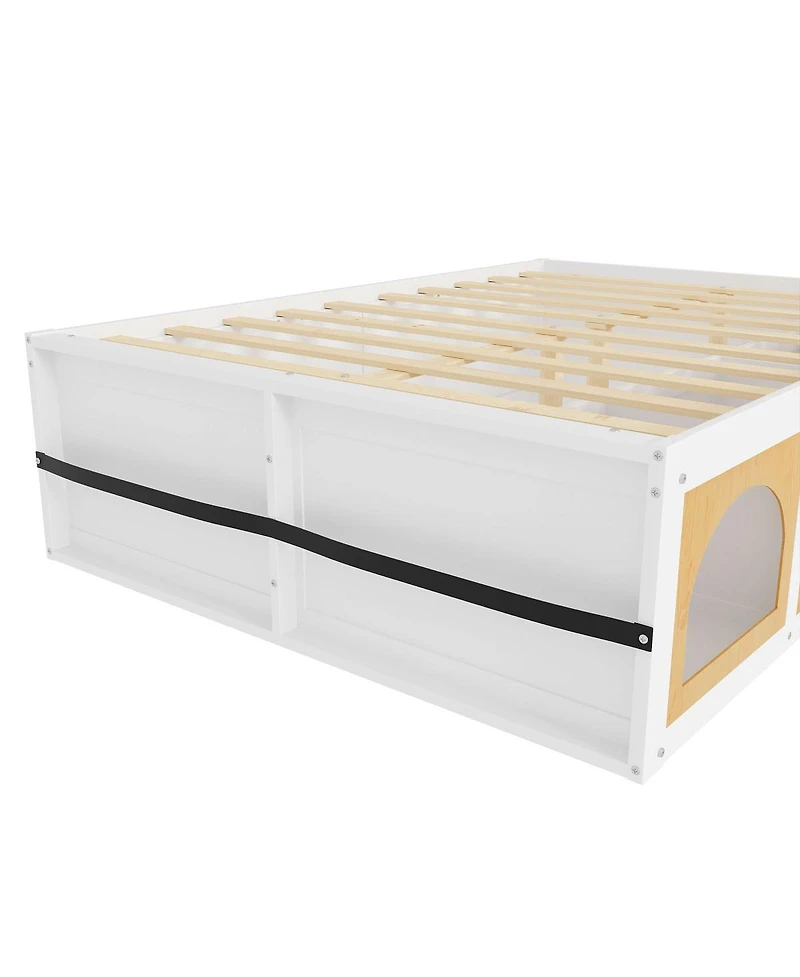 Streamdale Furniture Platform Bed w/ Bookshelf, Led, Drawer