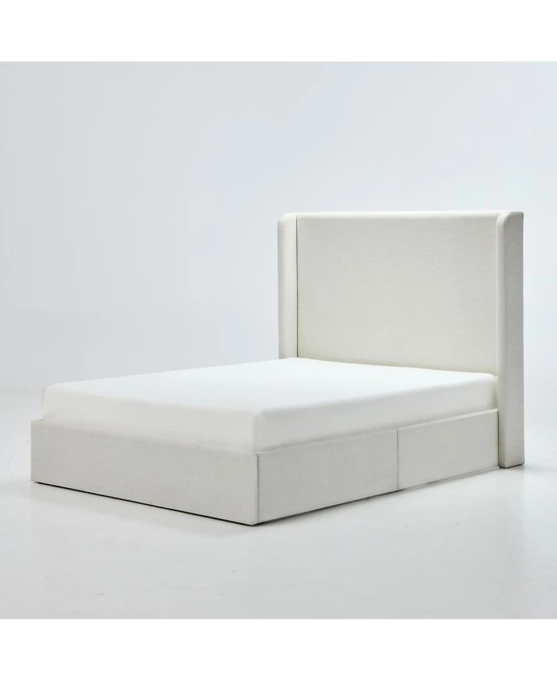 Streamdale Furniture Carmen Ivory Wingback Platform Bed, Full, No Box Spring