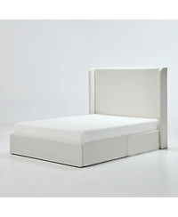 Streamdale Furniture Carmen Ivory Wingback Platform Bed, Full, No Box Spring