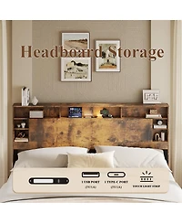 Streamdale Furniture Storage Bed with Charging Station and Led Lights