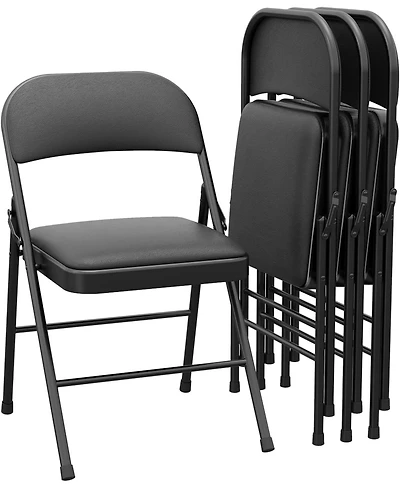 gaomon 6-Pack Folding Chairs with Padded Cushion and Back, Pu Leather, Stackable, Portable for Dining, Office, Indoor/Outdoor