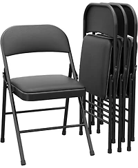 gaomon 6-Pack Folding Chairs with Padded Cushion and Back, Pu Leather, Stackable, Portable for Dining, Office, Indoor/Outdoor